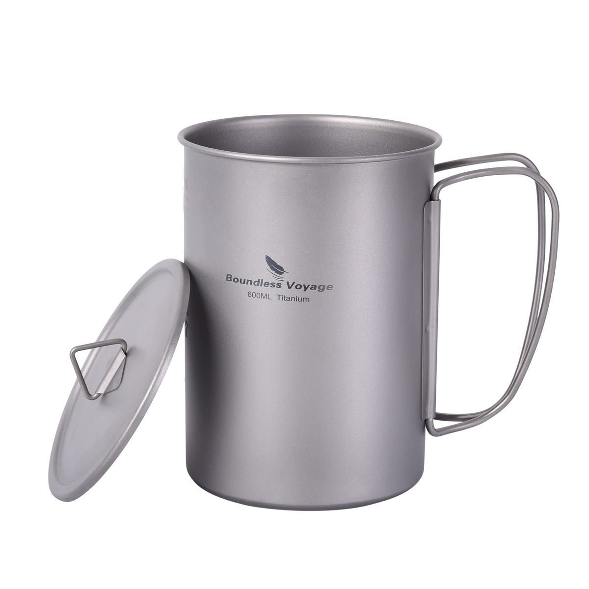 iBasingo titanium mug 600ml wide mouth in outdoor setting for easy water access.