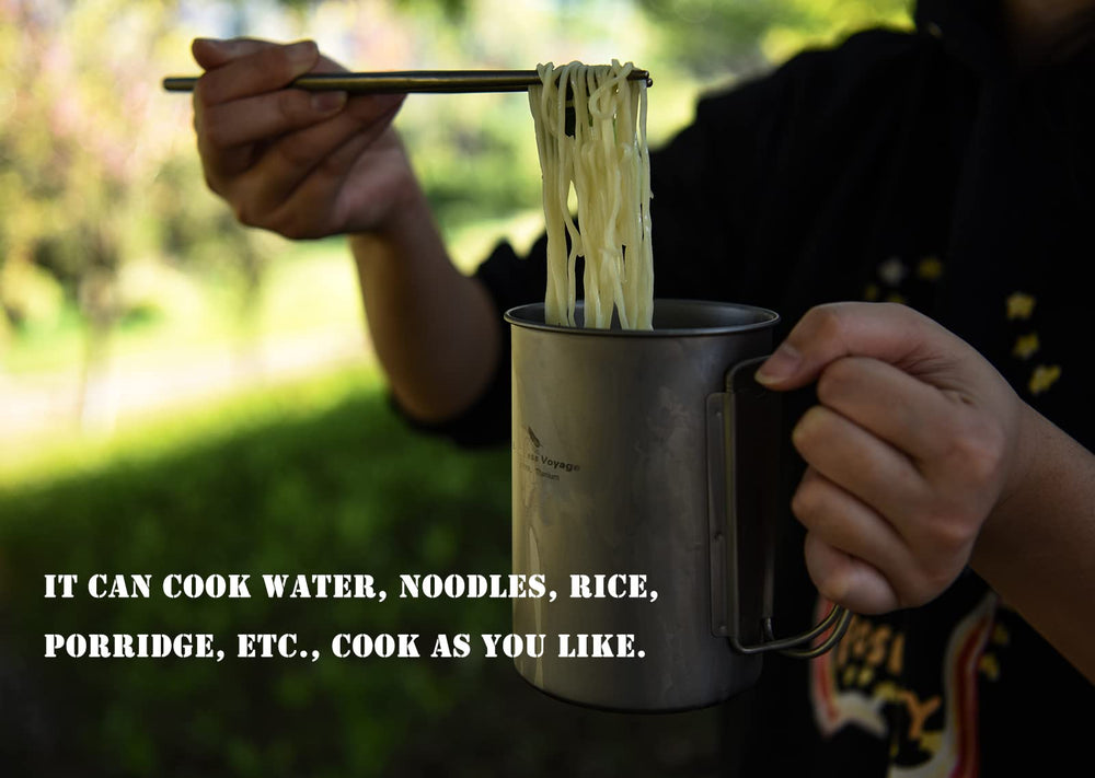 iBasingo titanium mug lightweight travel companion for backpacking.