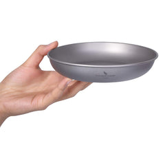 iBasingo titanium pan dish middle view ideal for compact camping meals