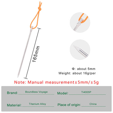 iBasingo titanium peg 16.5 cm shown from the side for scale and grip.