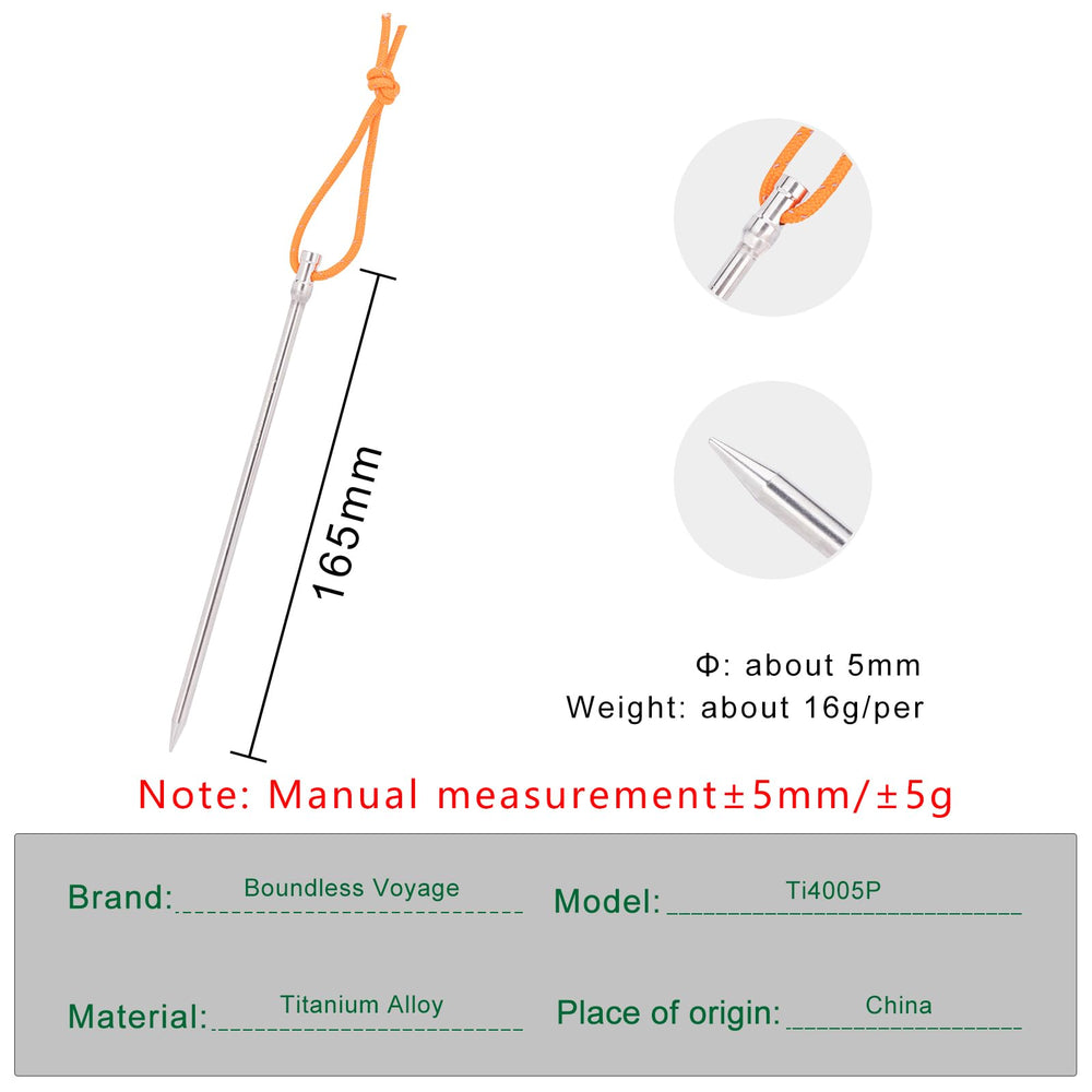 iBasingo titanium peg 16.5 cm shown from the side for scale and grip.