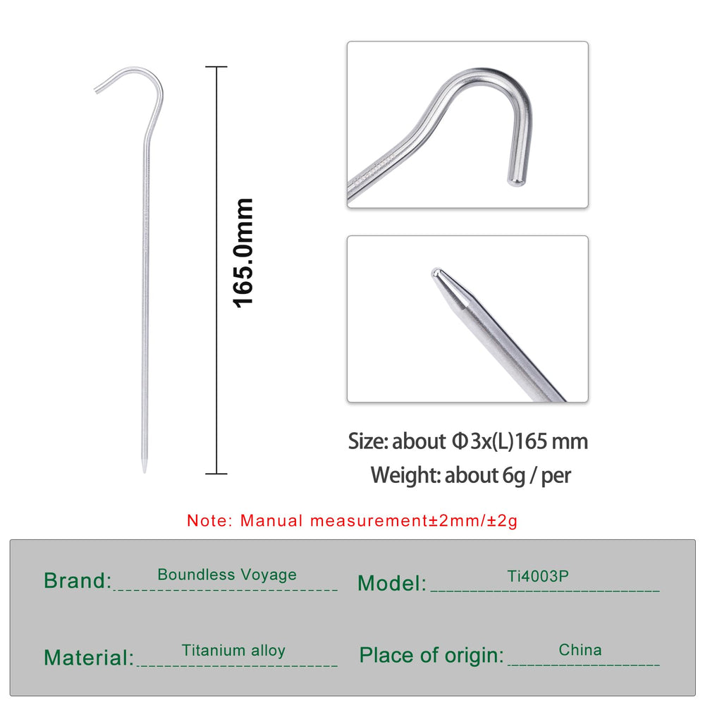 iBasingo titanium peg 165mm long 3mm thick for ultralight backpacking