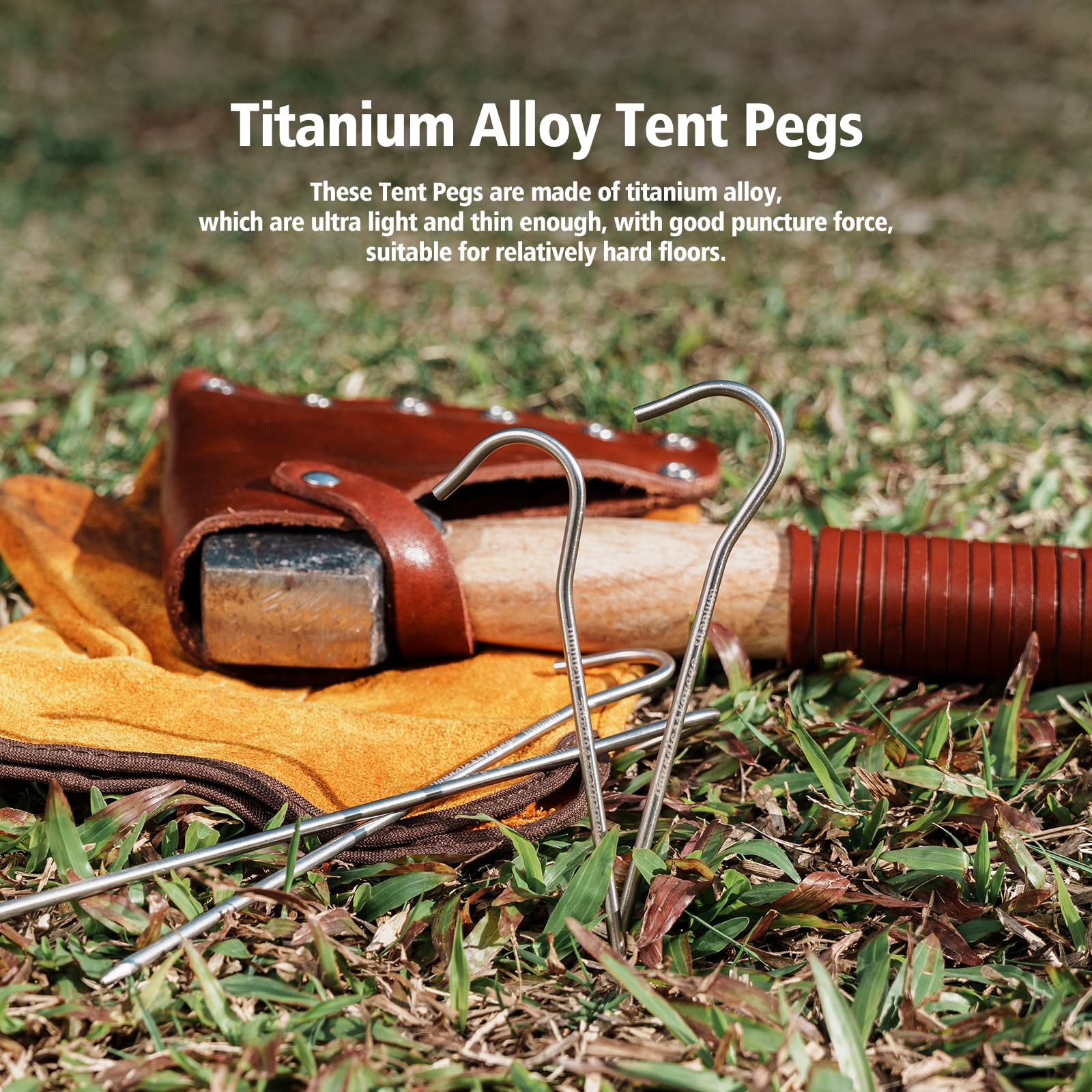 iBasingo curved-top titanium peg simplifies wind rope attachment during setup