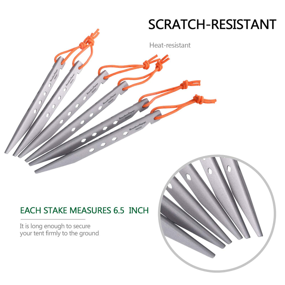 iBasingo six-piece titanium stakes extend tent stability on soft ground