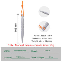 iBasingo titanium pegs 165mm with eight holes for lighter weight and grip