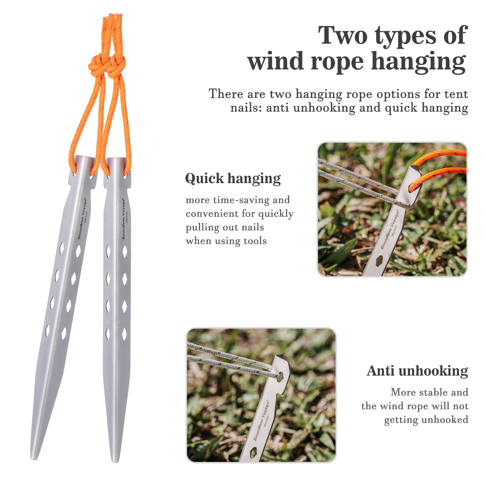 iBasingo A-Ti4007P pegs for backpacking on uneven terrain