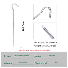iBasingo titanium peg 20cm side profile demonstrates robust wind rope fixation