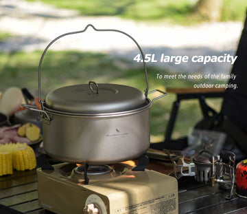 ibasingo titanium stockpot foldable handle design for easy packing