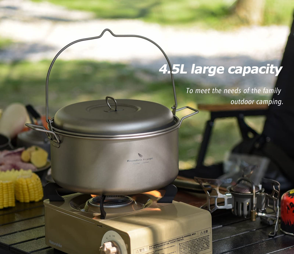 ibasingo titanium stockpot foldable handle design for easy packing