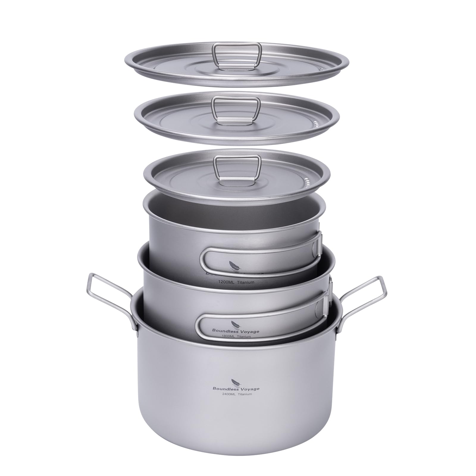 iBasingo titanium pots 1.2L for lightweight backpacking meals