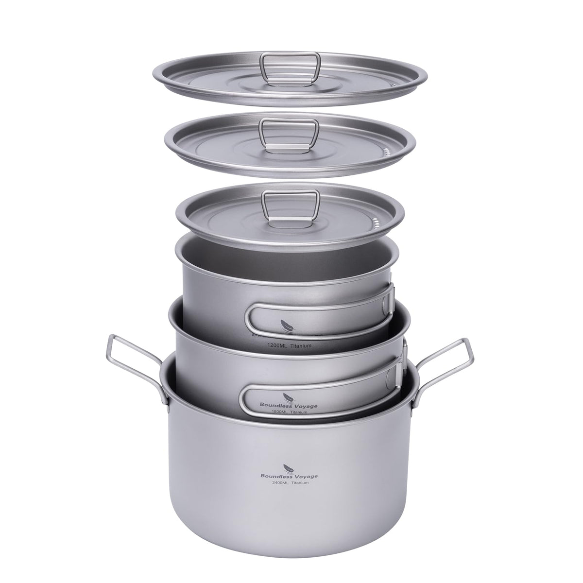 iBasingo titanium pots 1.2L for lightweight backpacking meals