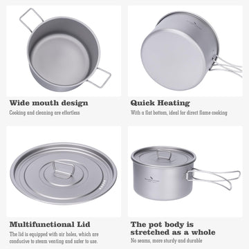 iBasingo titanium pots 2.4L suitable for family picnics