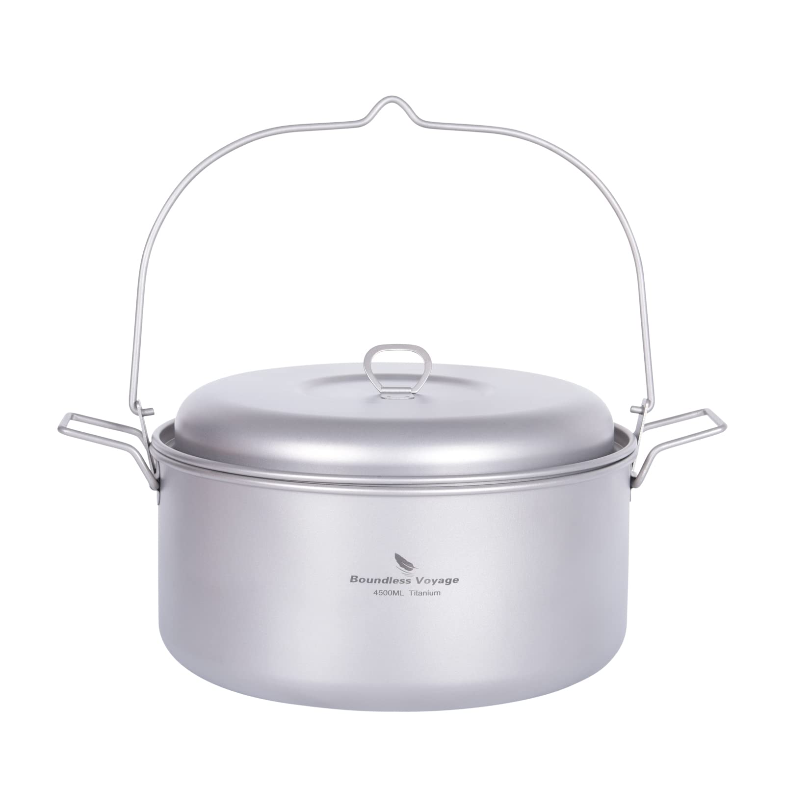 ibasingo titanium soup pot 4.5L with foldable handle for camping meals