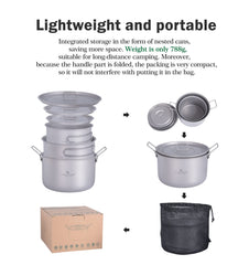 iBasingo titanium pot large mouth for easy ingredient addition.