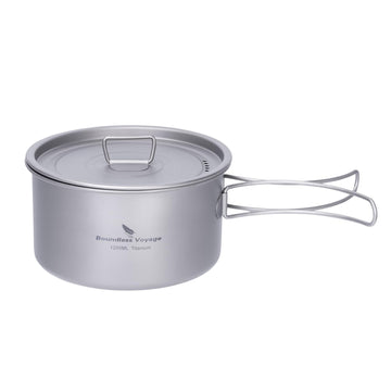 iBasingo titanium soup pot with lid, secure lid design for spill prevention.