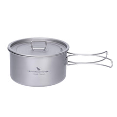 iBasingo titanium soup pot with lid, secure lid design for spill prevention.