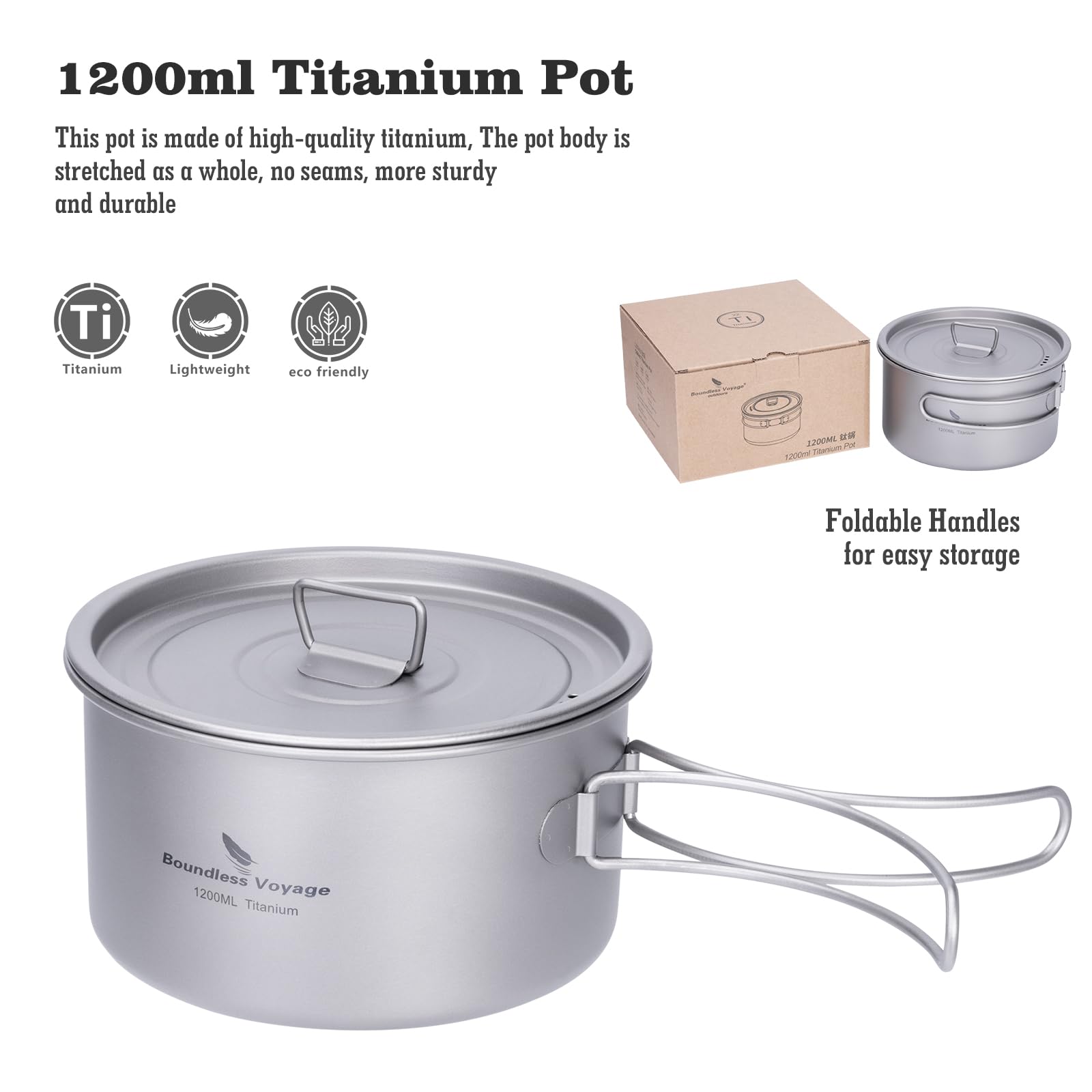 iBasingo titanium soup pot over campfire, efficient heating performance.
