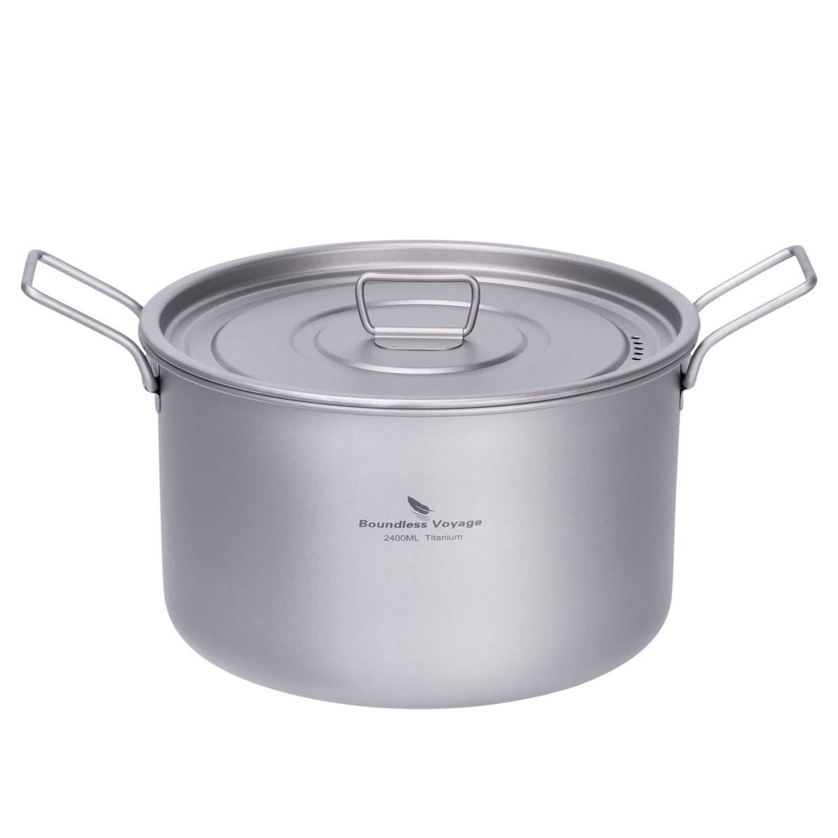 iBasingo titanium soup pot with lid, compact camp cookware for backpacking meals.
