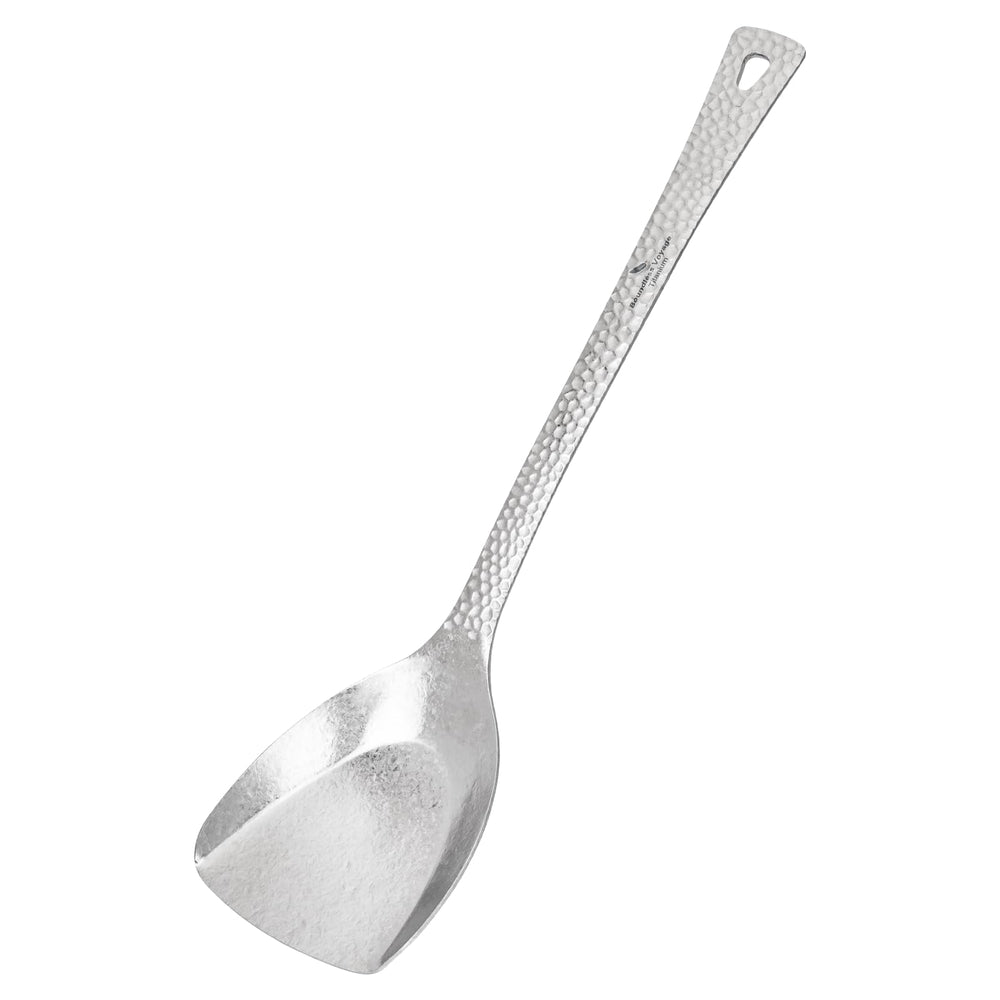 iBasingo titanium spatula in crystalline silver for durable heat resistance and versatile flipping