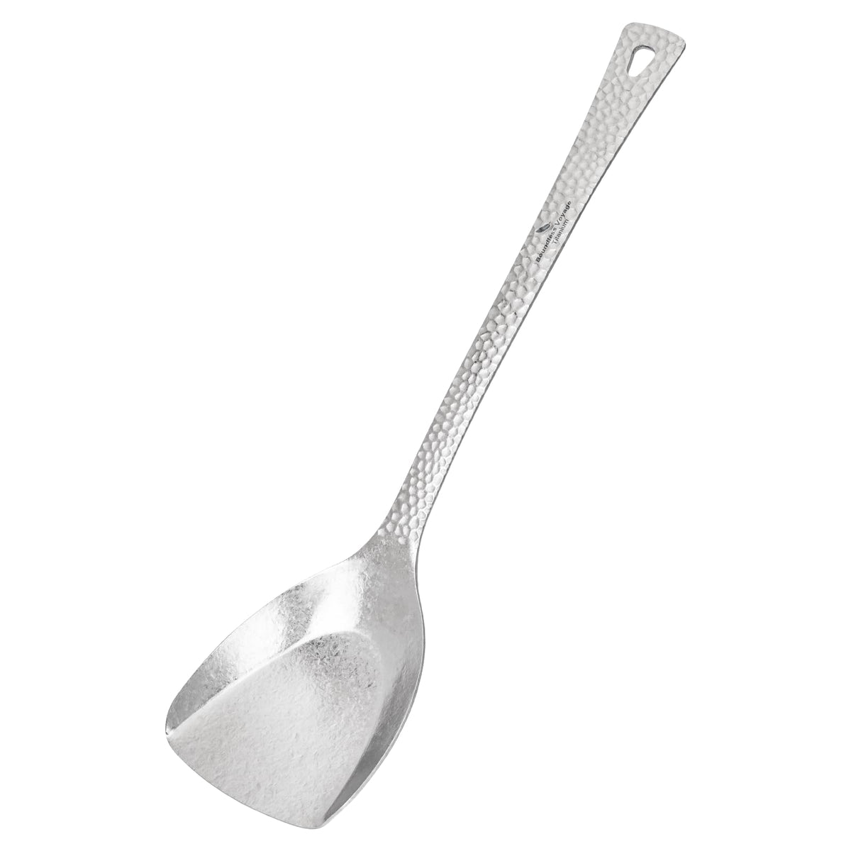 iBasingo titanium spatula in crystalline silver for durable heat resistance and versatile flipping