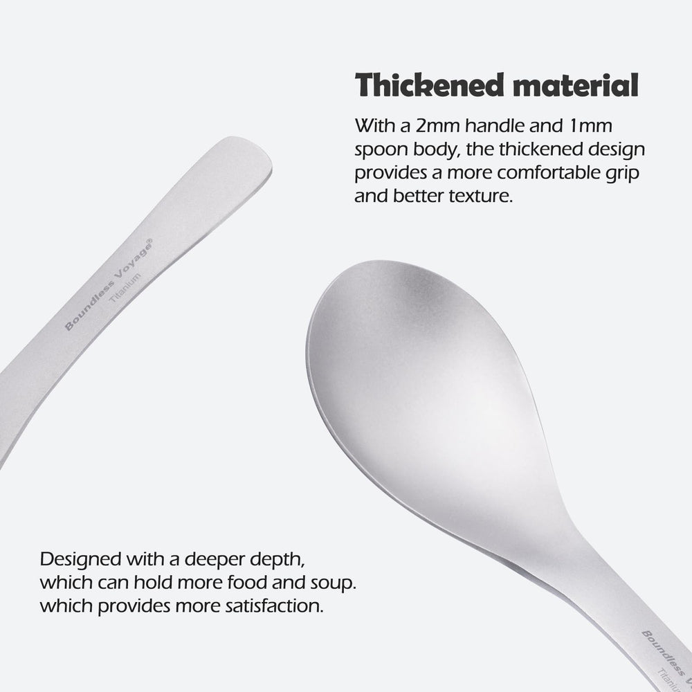 iBasingo titanium spoon showing 40mm x 155mm size