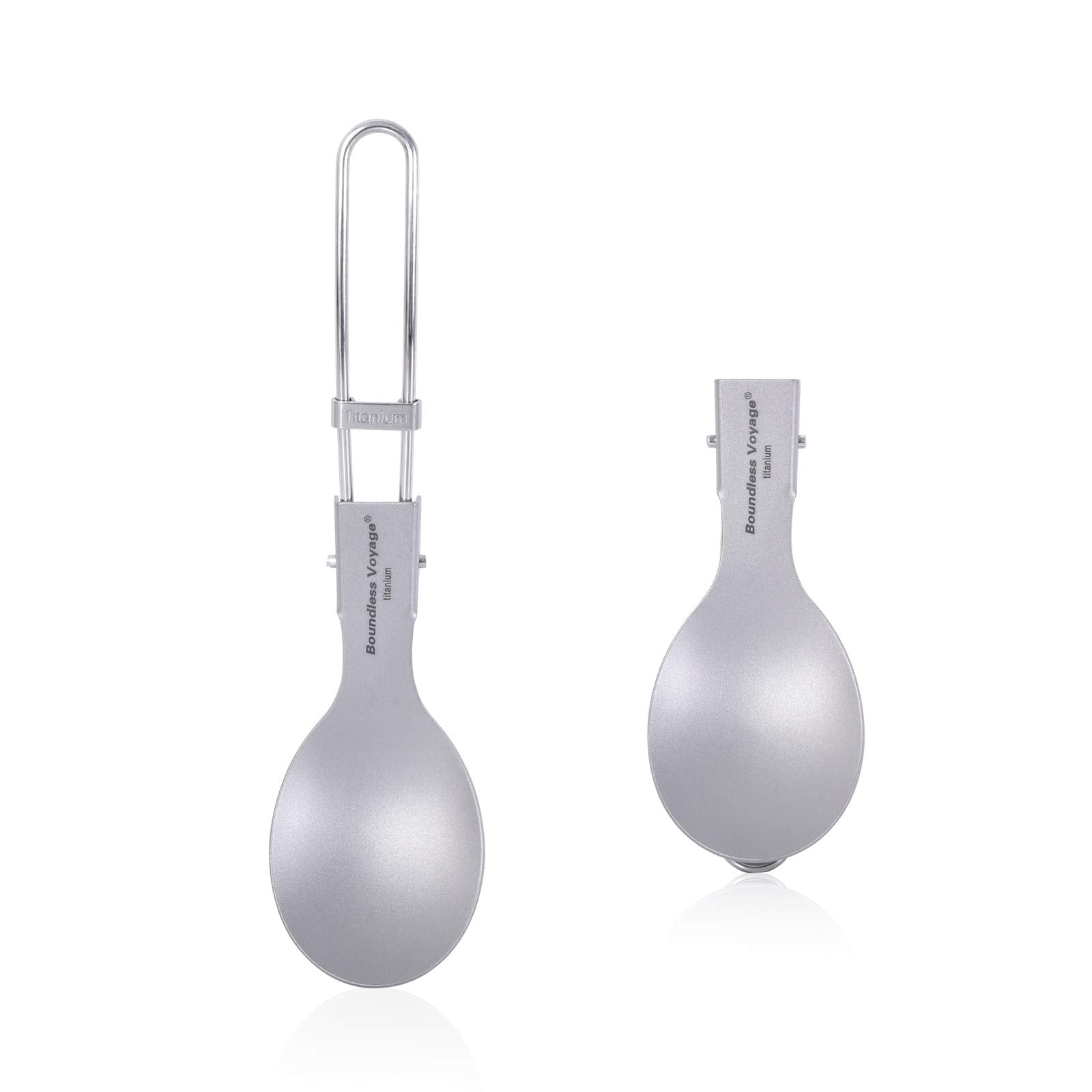 iBasingo titanium spoon with folding handle for compact outdoor dining