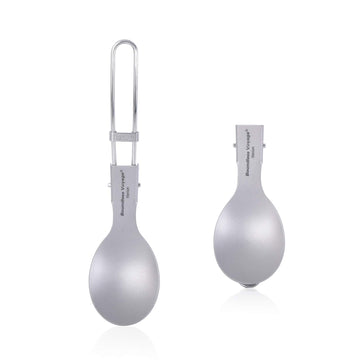 iBasingo titanium spoon with folding handle for compact outdoor dining