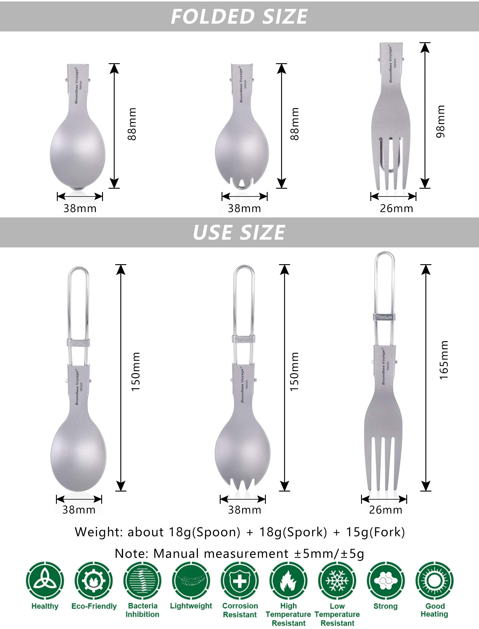 iBasingo titanium spoon ultralight ideal for picnics and trail snacks