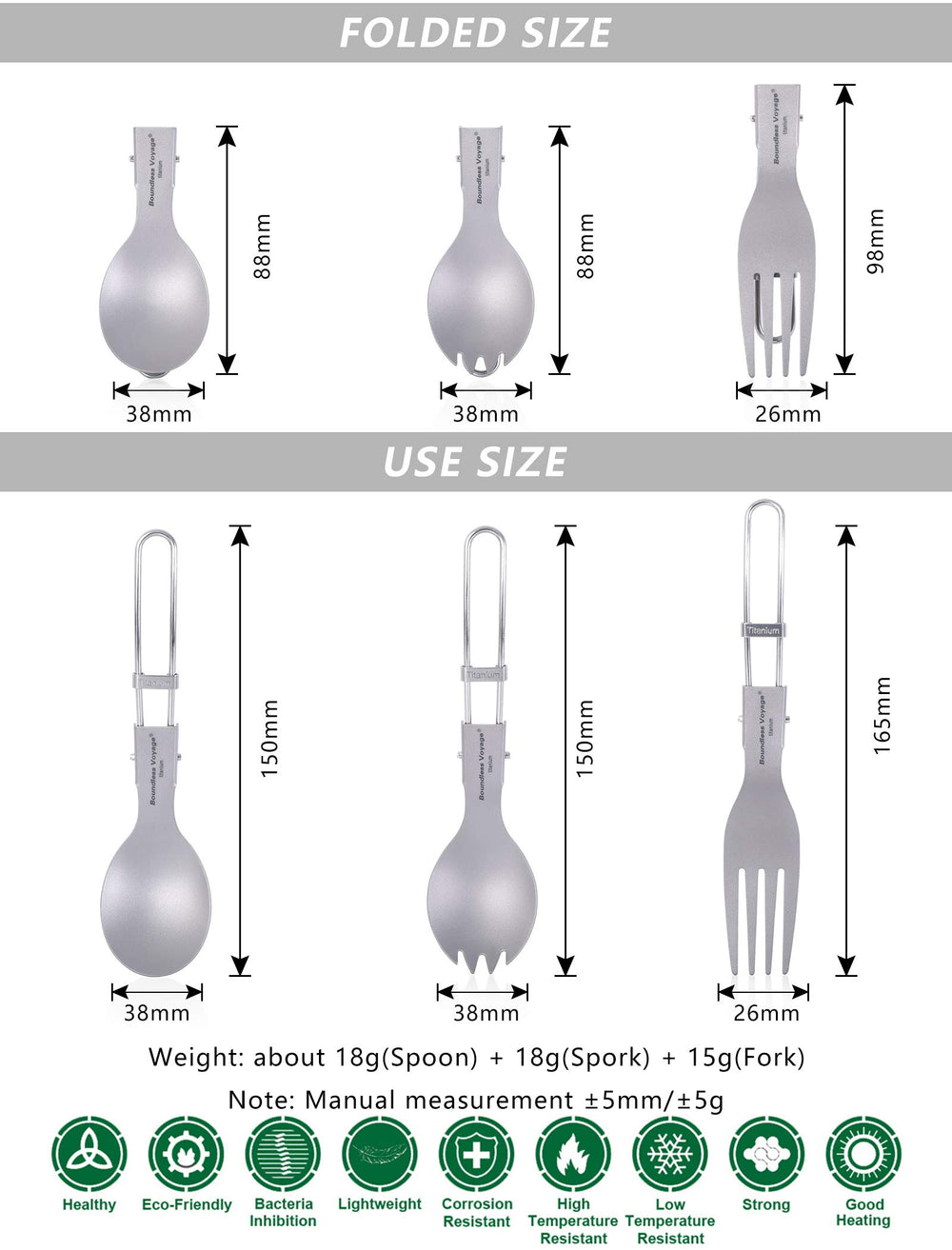 iBasingo titanium spoon ultralight ideal for picnics and trail snacks