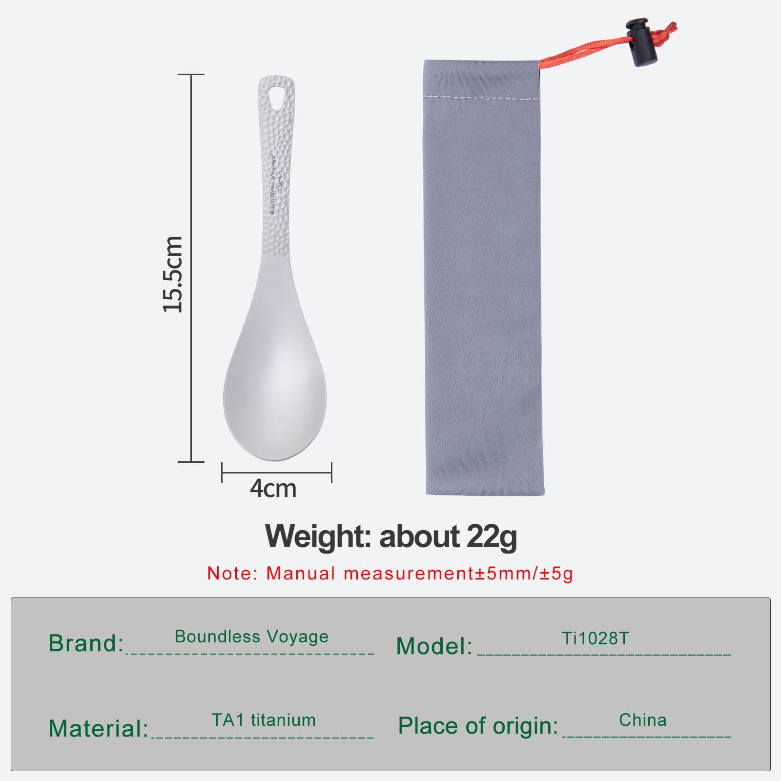 iBasingo ultralight spoon weighs about 22 g, ideal for travel.