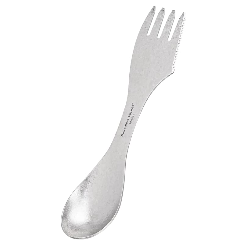 ibasingo titanium spork 3-in-1 spoon fork knife ideal for camping, lightweight and easy to clean
