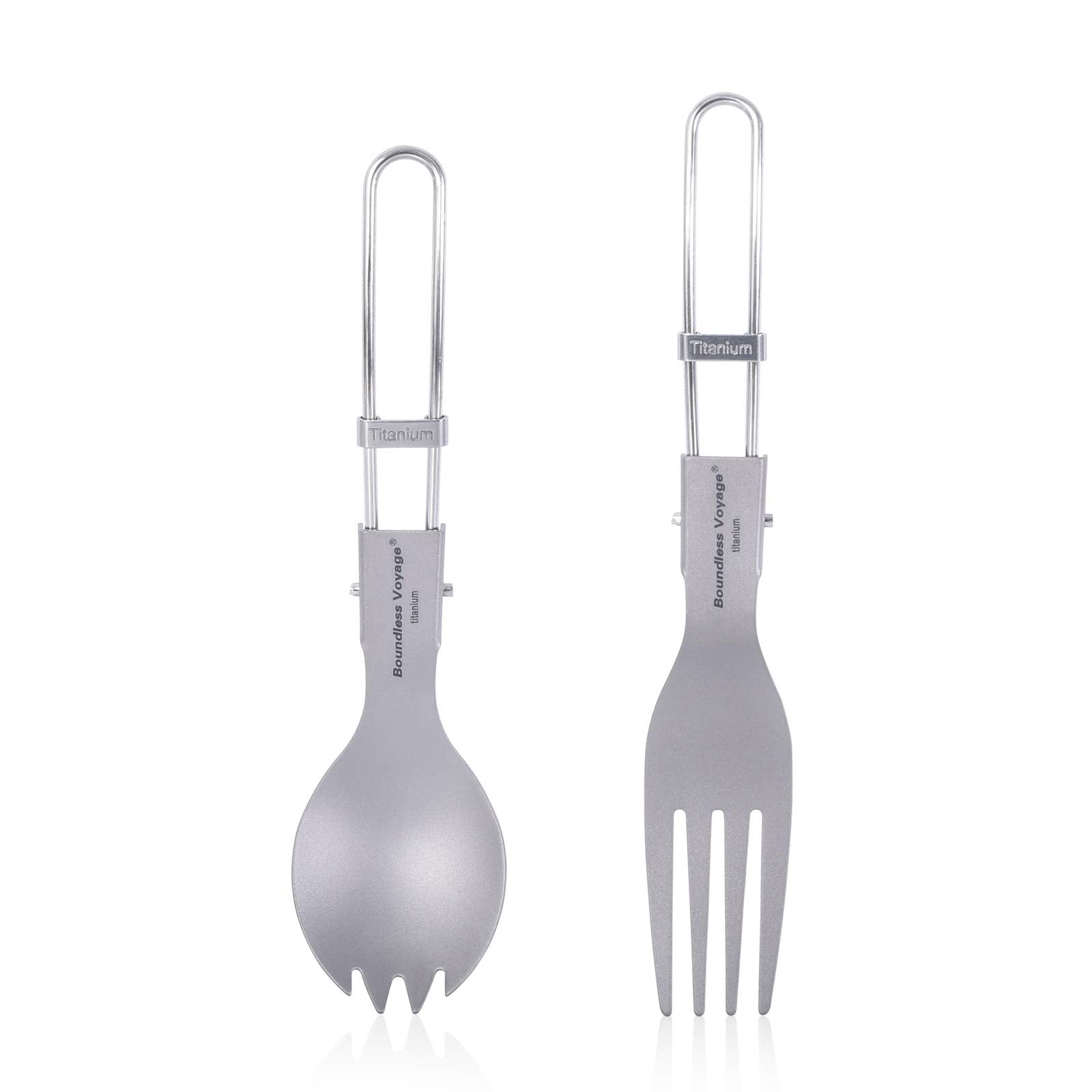 iBasingo titanium spork folding handle for camping meals
