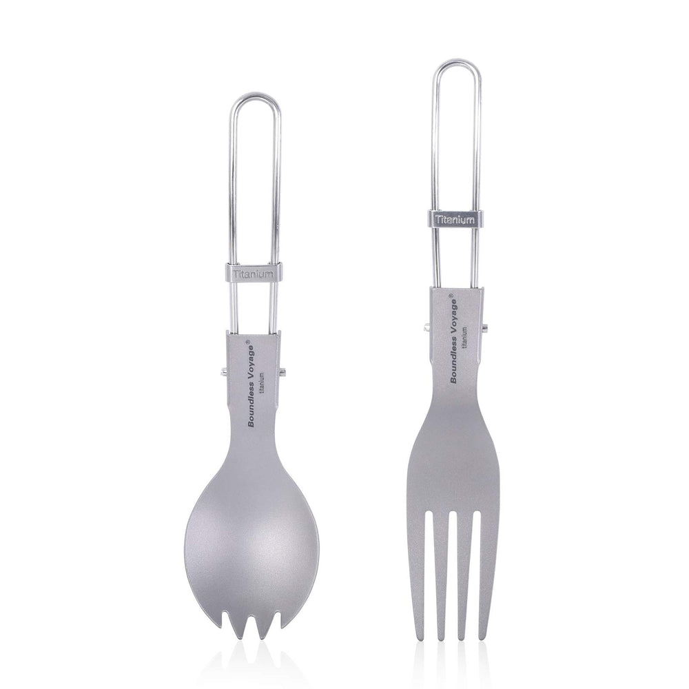 iBasingo titanium spork folding handle for camping meals