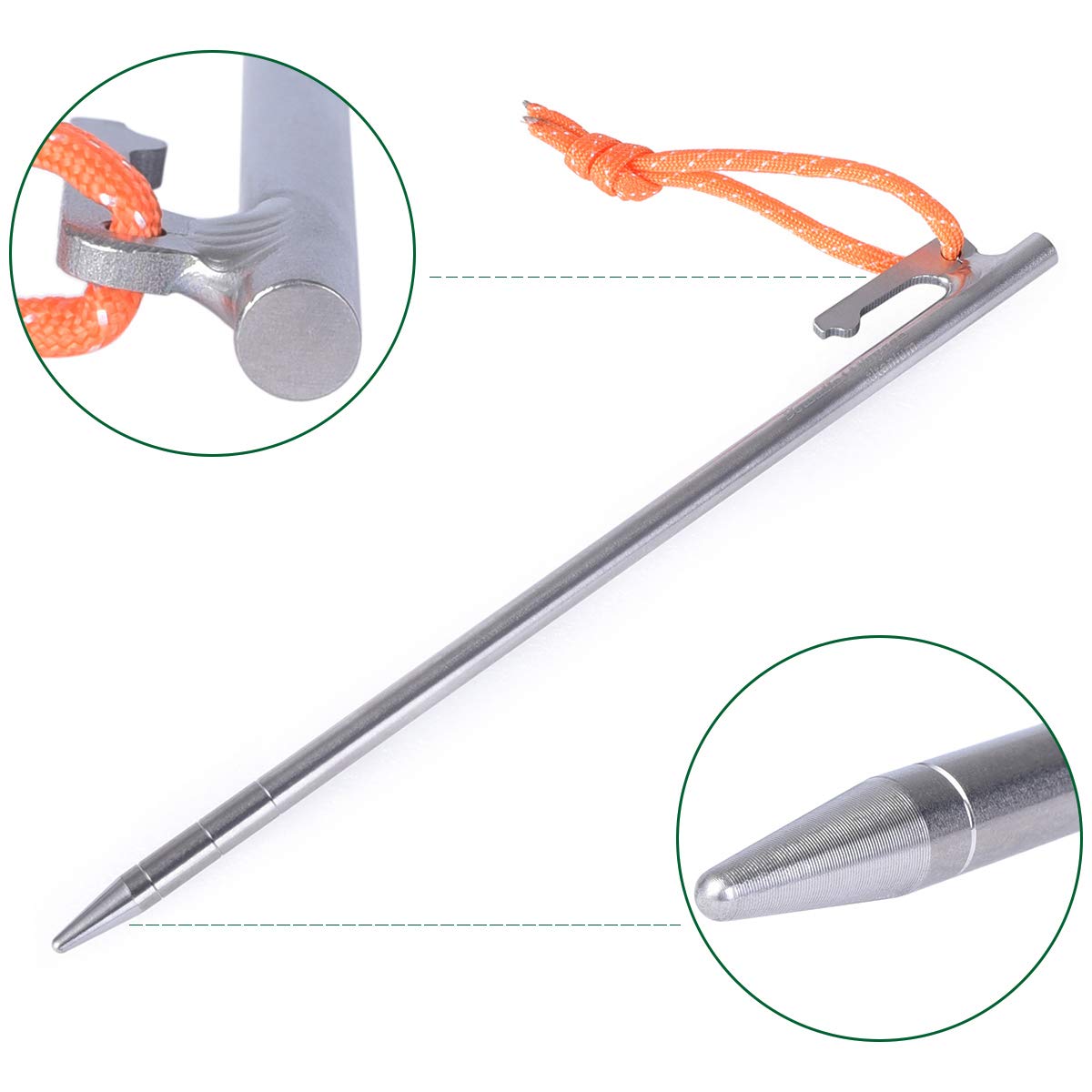 iBasingo titanium stake 35 cm excels in uneven ground and wind conditions