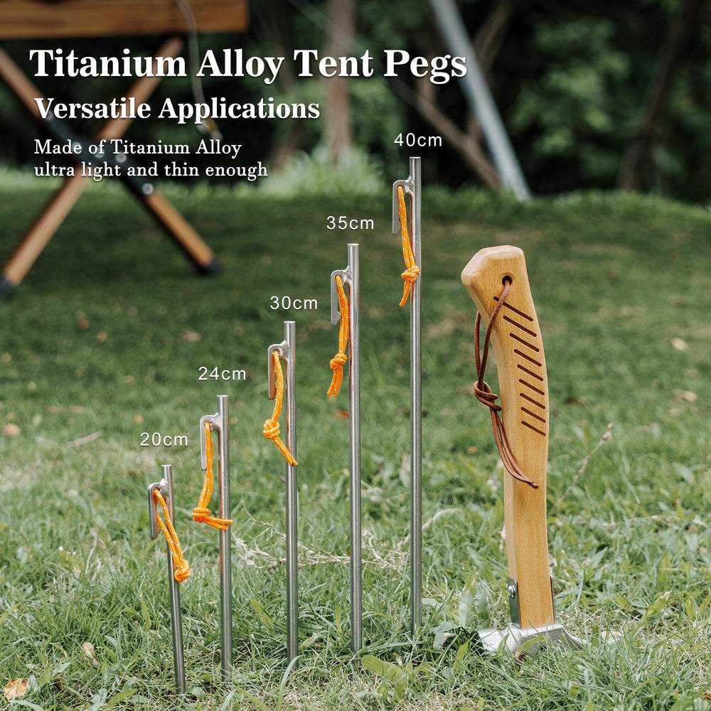 iBasingo six-pack titanium stakes with reflective ropes in packaging