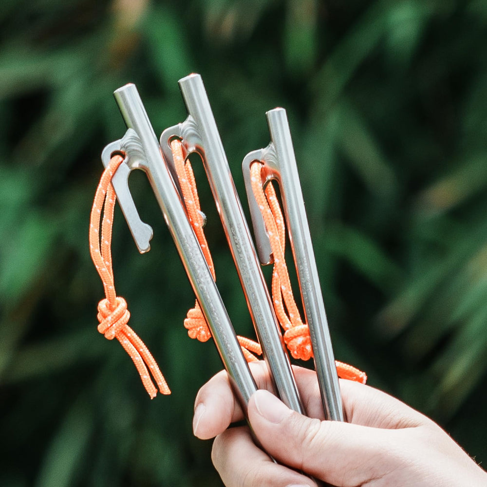 iBasingo TC4 alloy stakes offer corrosion resistance and bend resistance