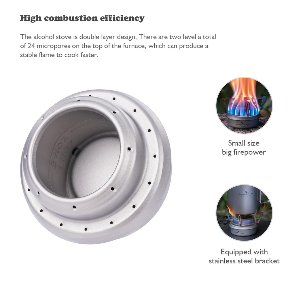 iBasingo titanium stove 60ml capacity for longer outdoor simmering