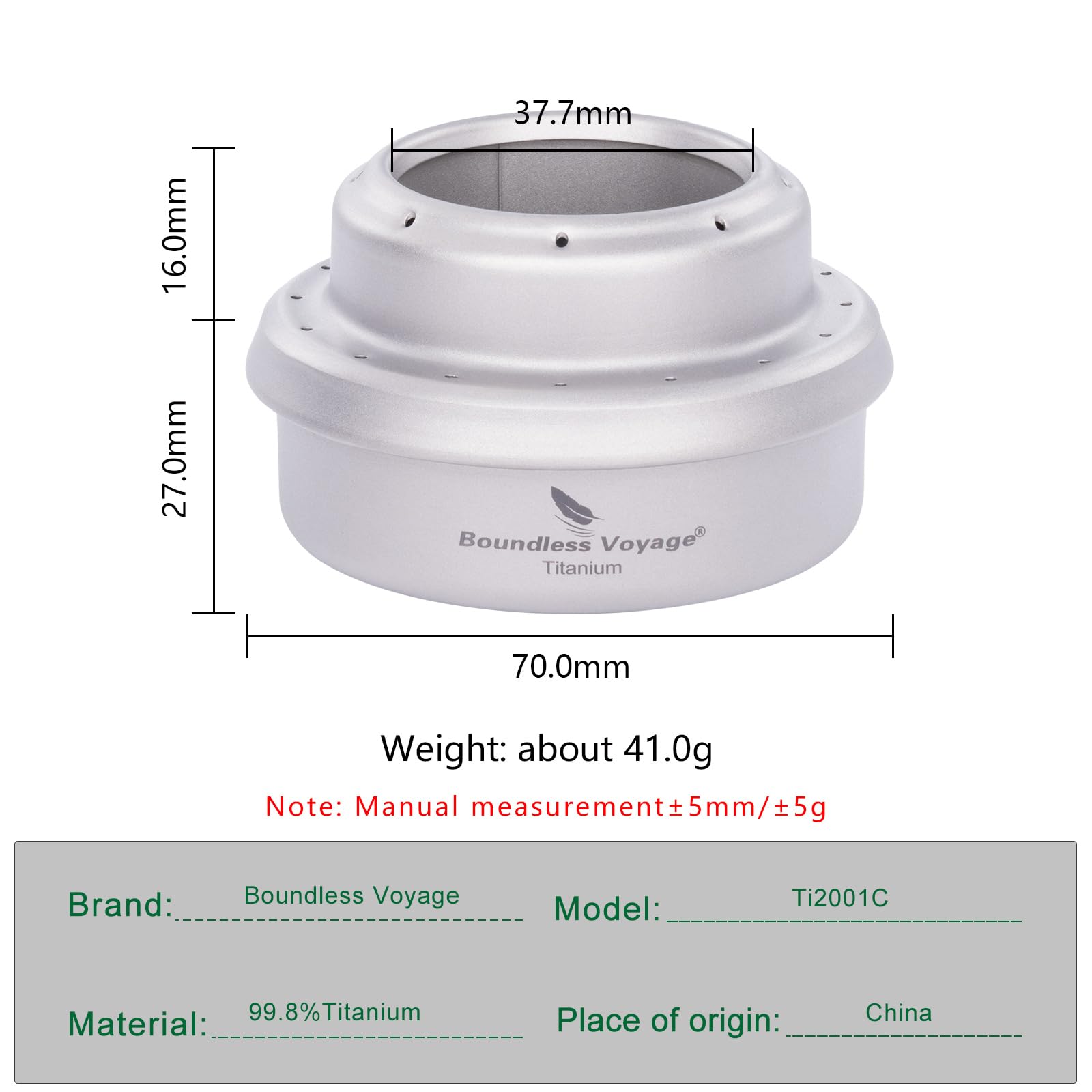 iBasingo titanium stove compact dimensions for easy packing
