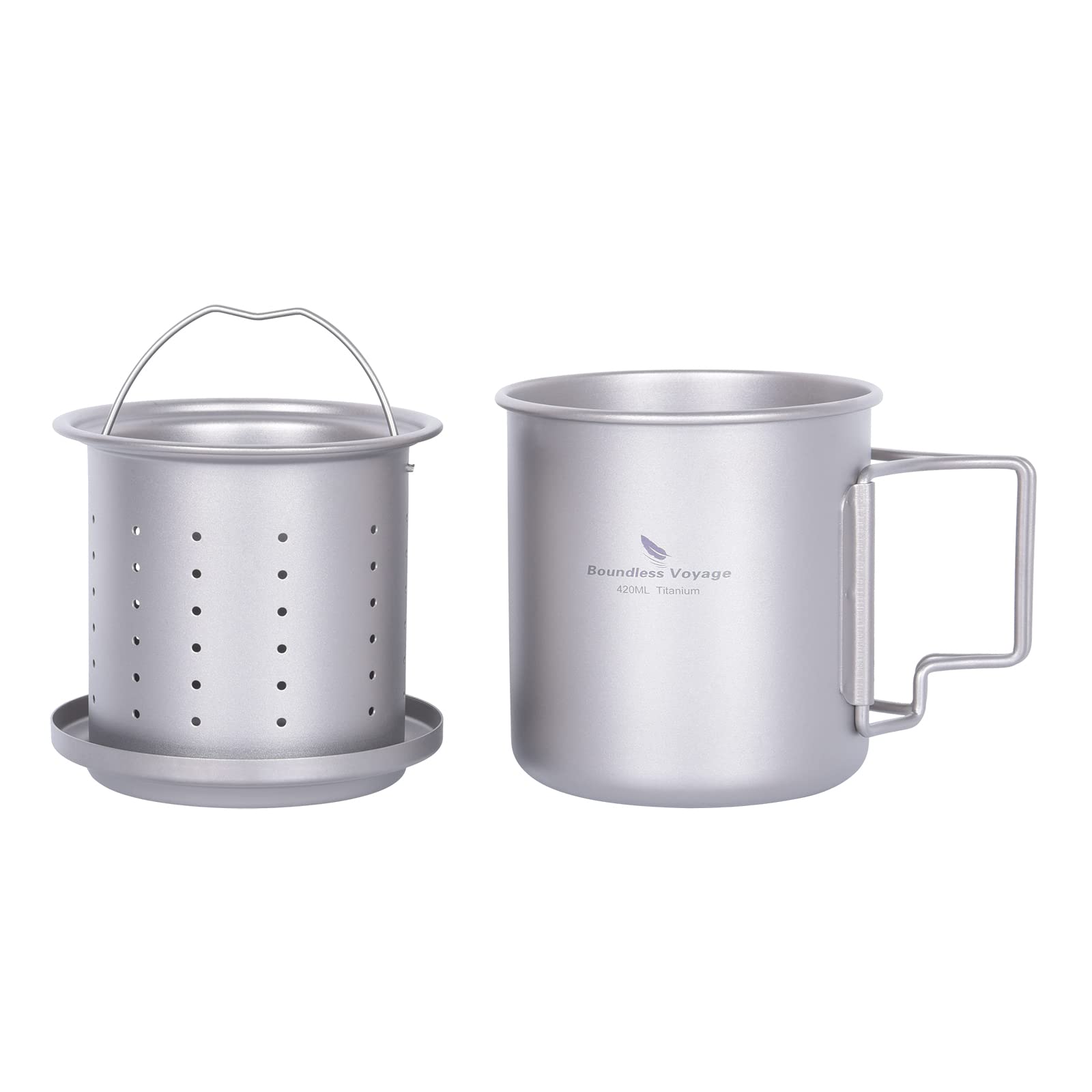 iBasingo titanium tea cup 420ml suited for outdoor sipping