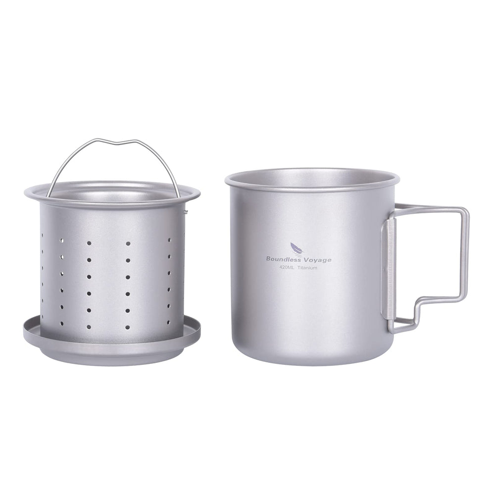 iBasingo titanium tea cup 420ml suited for outdoor sipping