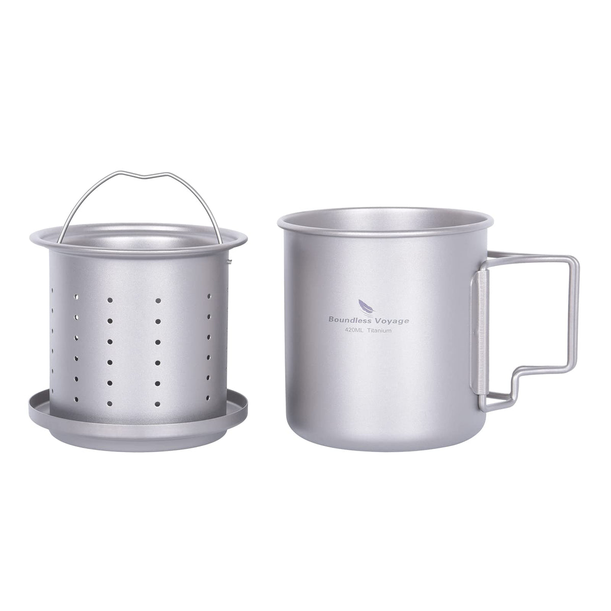 iBasingo titanium tea cup 420ml suited for outdoor sipping