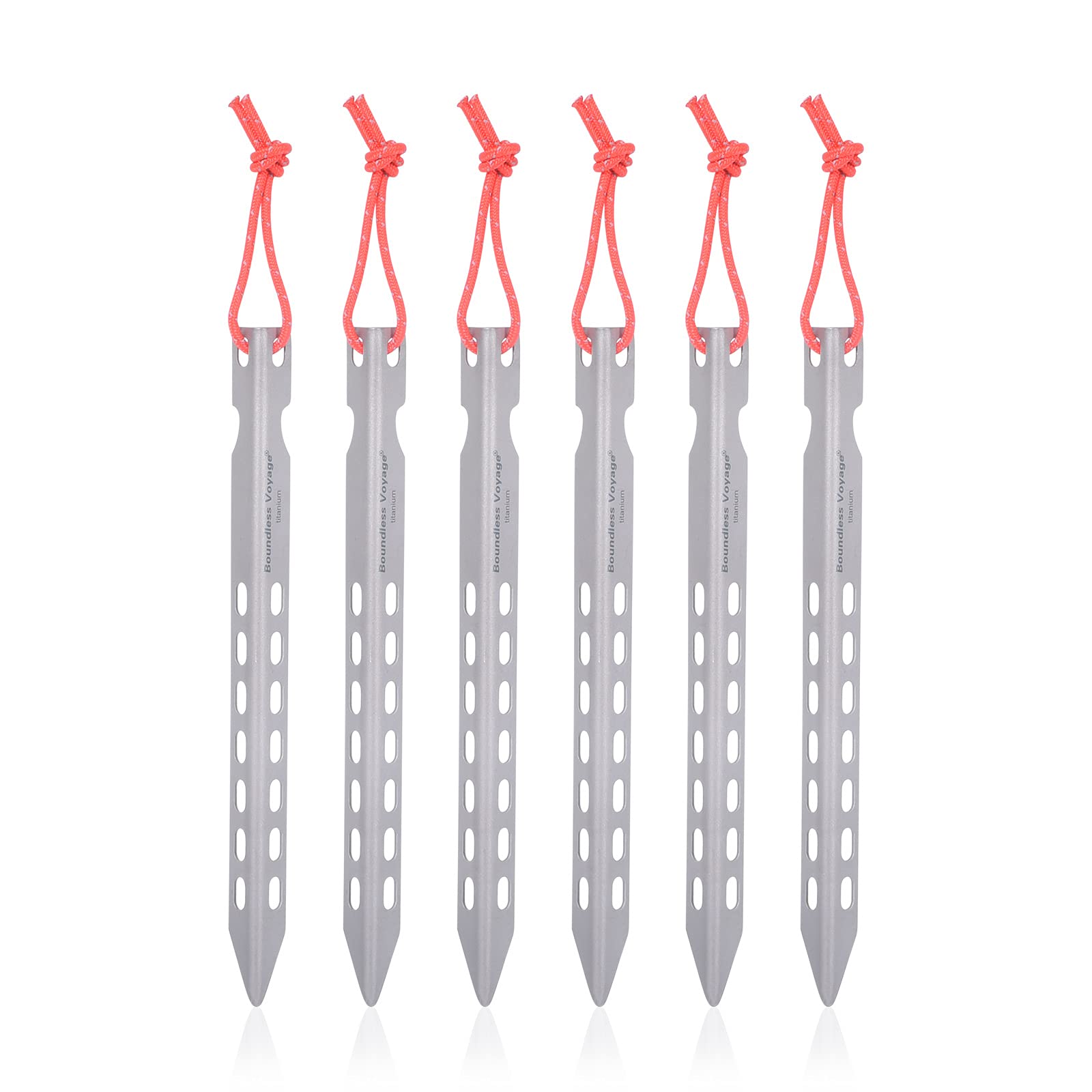 iBasingo titanium tent stake 160mm 6-pack for ultralight, secure anchoring in any terrain.