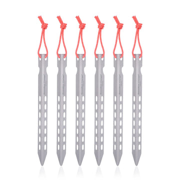 iBasingo titanium tent stake 160mm 6-pack for ultralight, secure anchoring in any terrain.