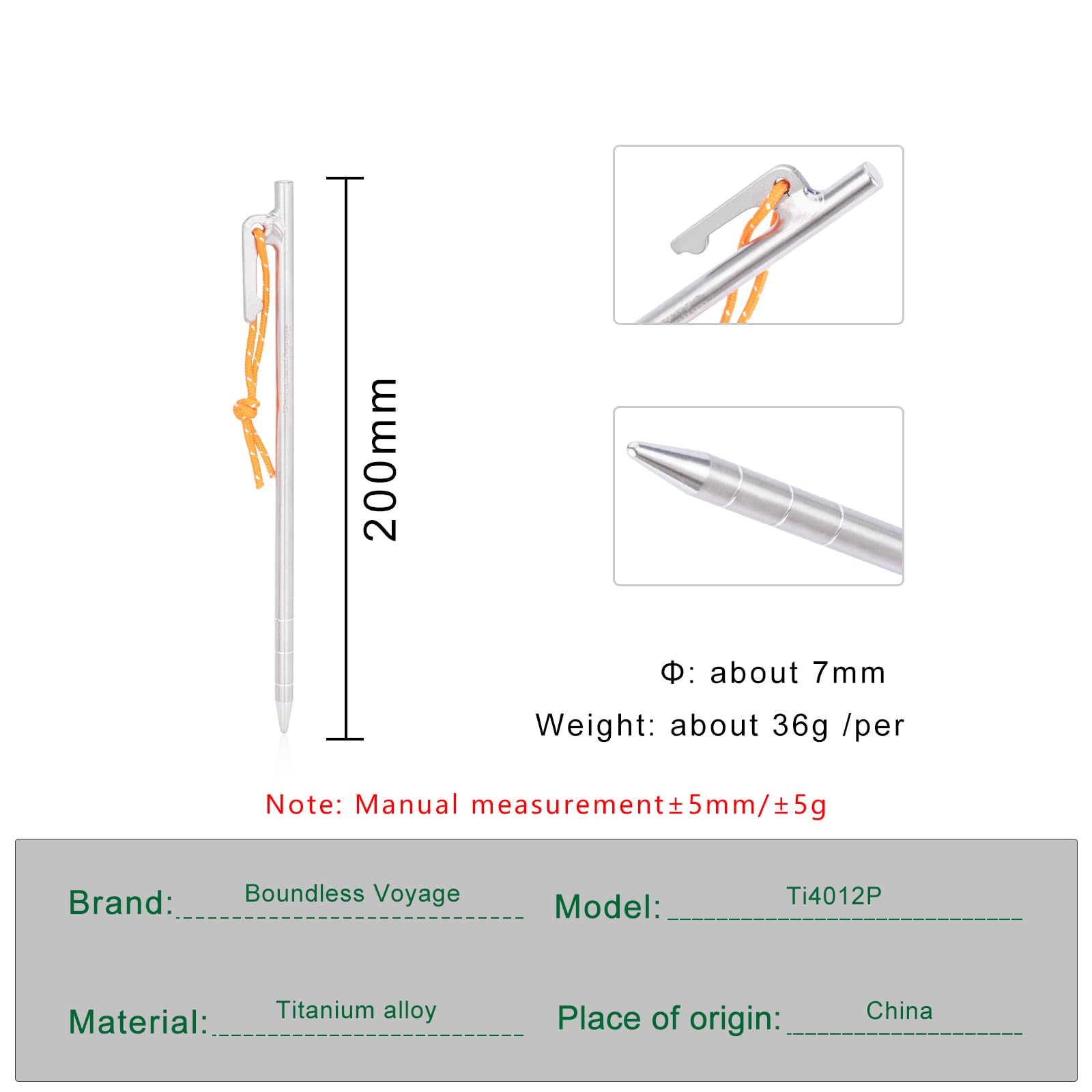 iBasingo titanium tent stake 24cm anchors tents in firm soil