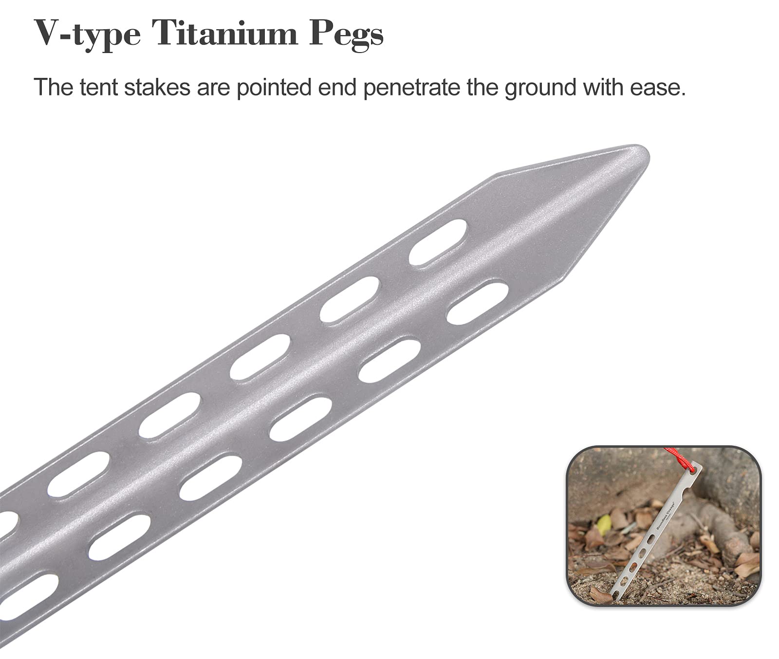 iBasingo titanium tent stake comes with storage bag for organized packing.