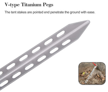 iBasingo titanium tent stake comes with storage bag for organized packing.