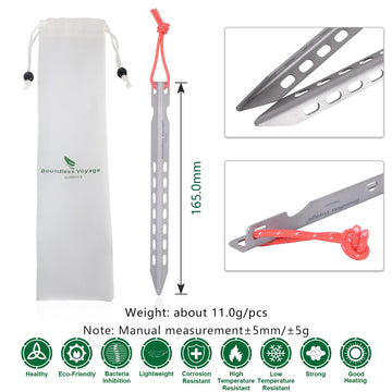iBasingo titanium tent stake ultralight at 11.9 g keeps your pack light.