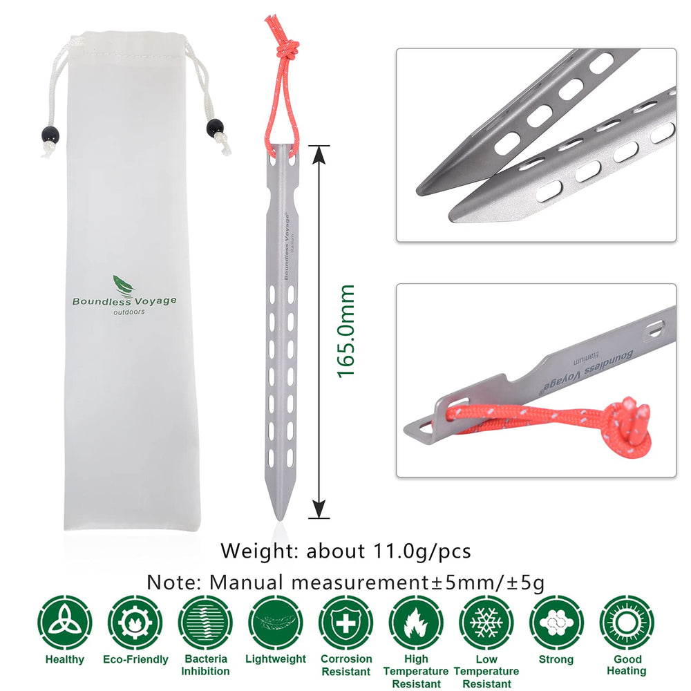 iBasingo titanium tent stake ultralight at 11.9 g keeps your pack light.