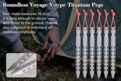 iBasingo titanium tent stake with V-shape design enhances holding power on diverse soils.