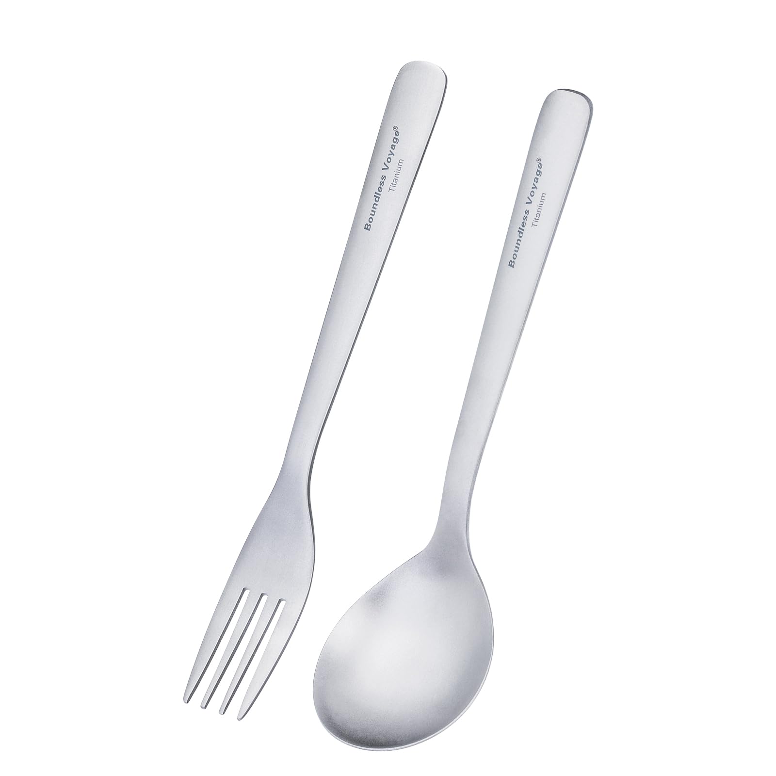 iBasingo titanium long-handle spoon for outdoor dining with a smooth edge
